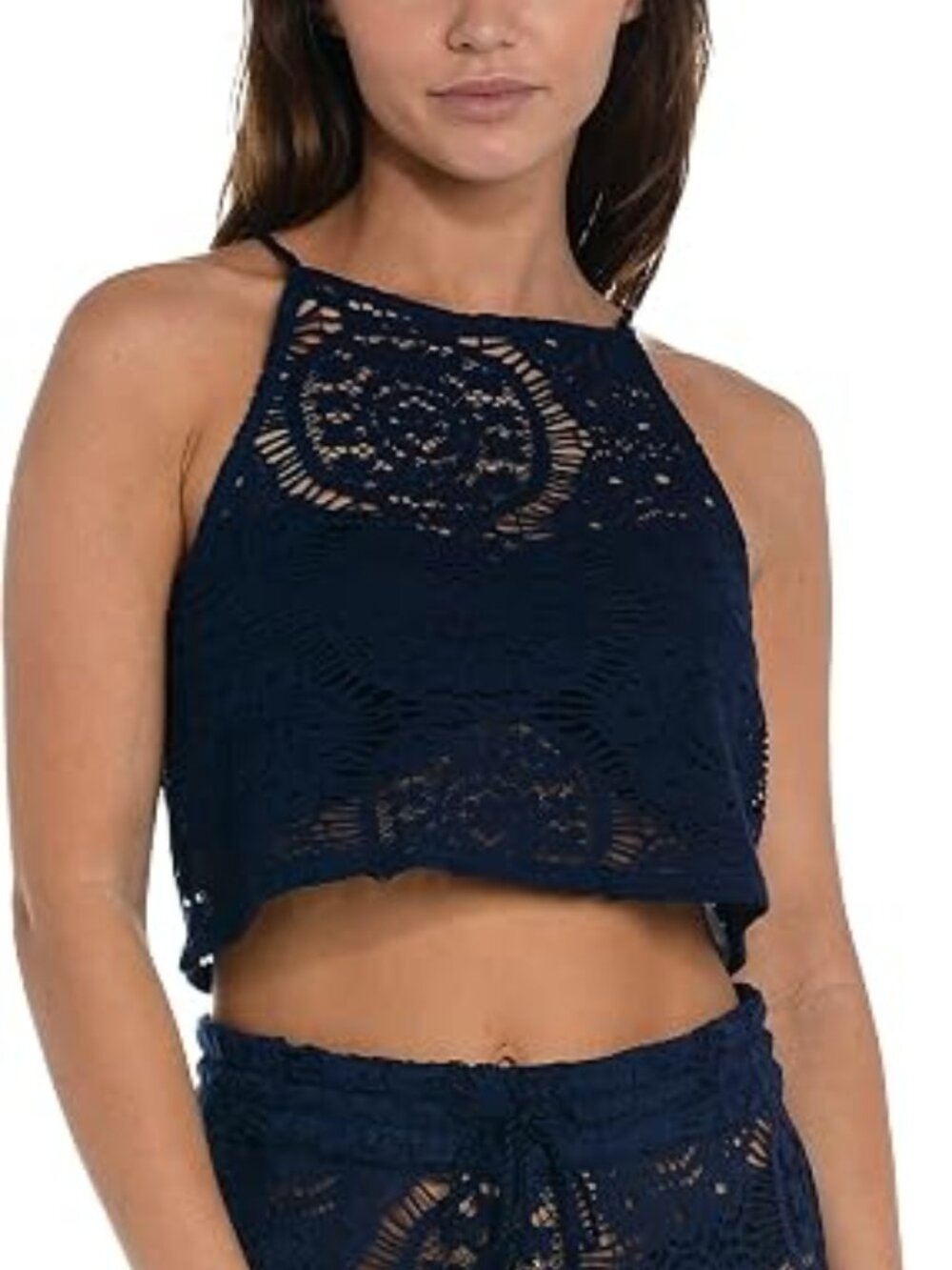 NWT Sunshine 79 Midnight Halter Swim Cover Up Top "Chillin' Crochet" Size Large